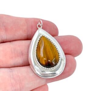 Estate Sterling Silver 925 Tiger's Eye Pendant